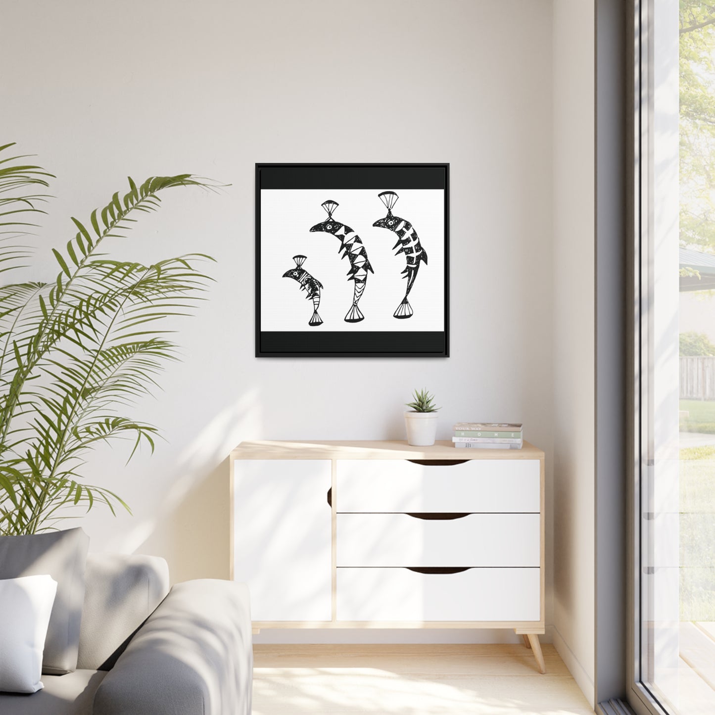 HW Fish Fam Matte Canvas, Black Frame