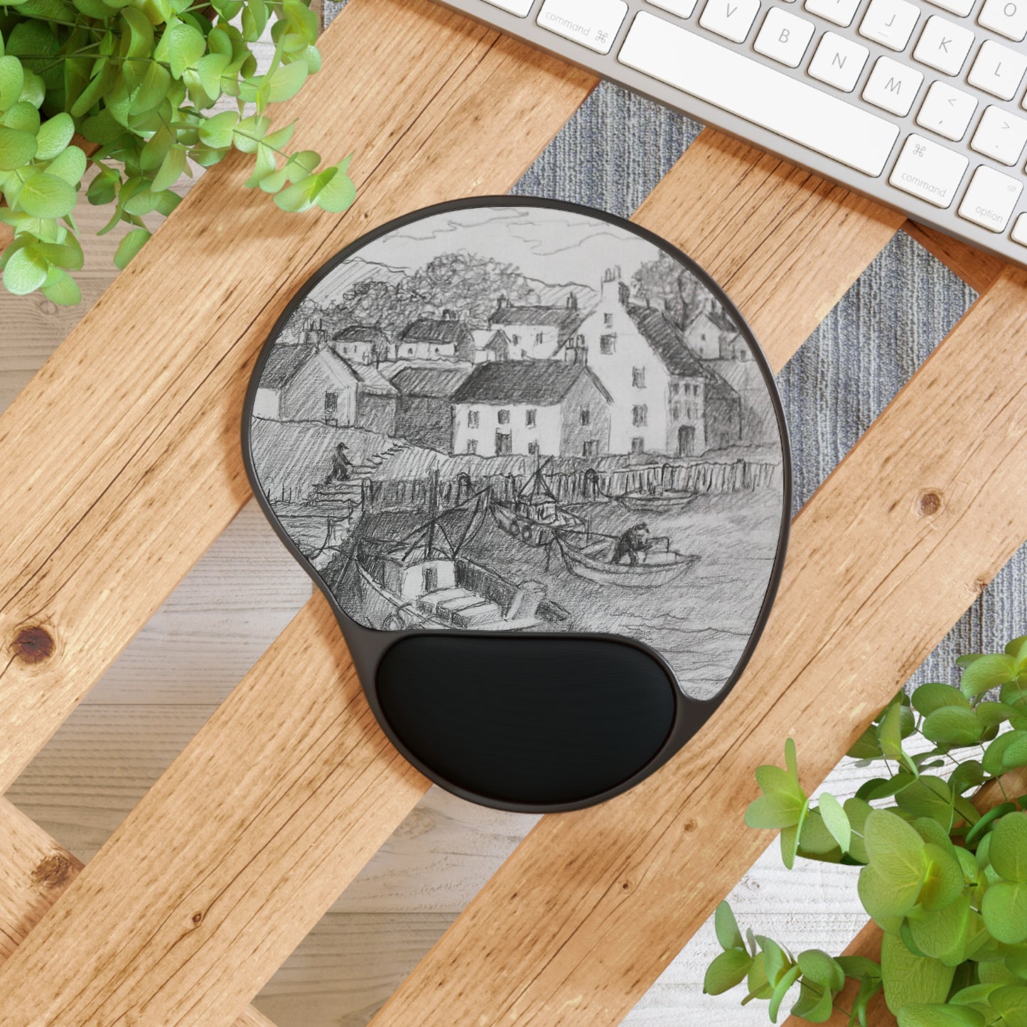 HW Fishing Vil Mouse Pad with Wrist Rest