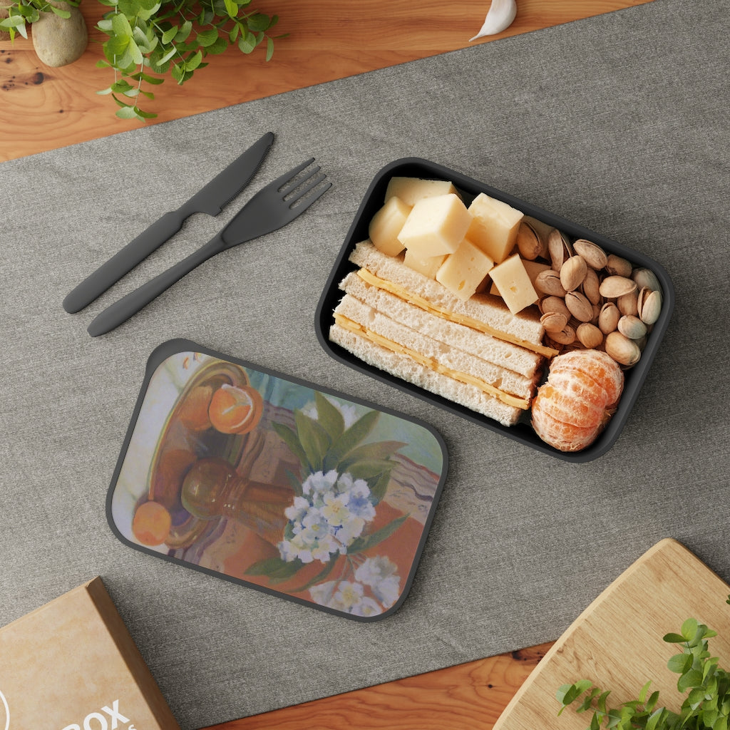 HW Copper Citrus Delight PLA Bento Box with Band and Utensils