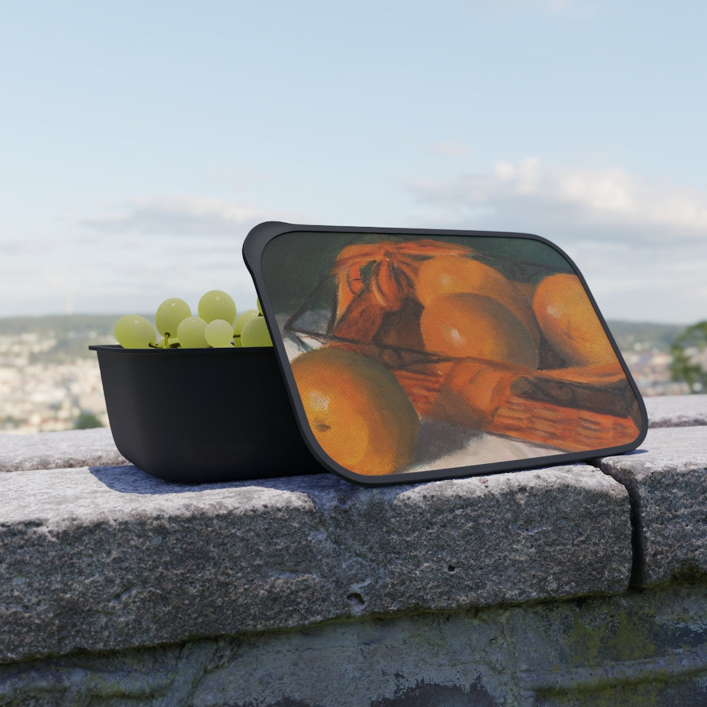 HW Orange Basket PLA Bento Box with Band and Utensils