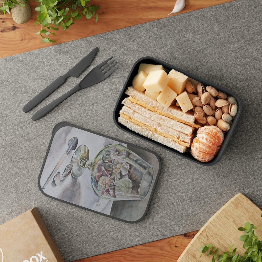 HW Jar of Sea PLA Bento Box with Band and Utensils