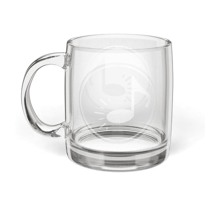Engraved Glass Coffee Mug — Musical Note Design, 12.25 oz