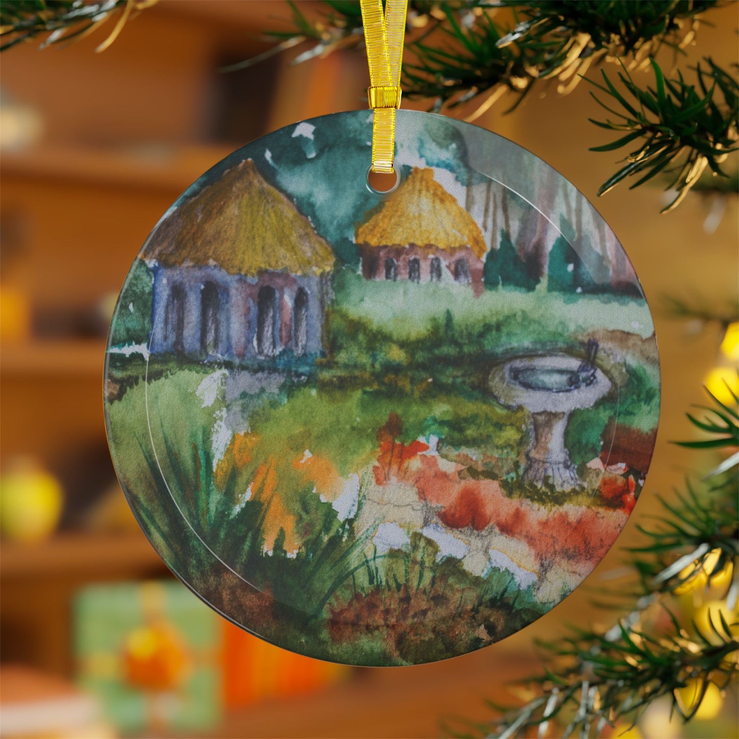 HW Birdbath Glass Ornament