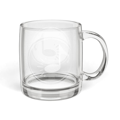 Engraved Glass Coffee Mug — Musical Note Design, 12.25 oz