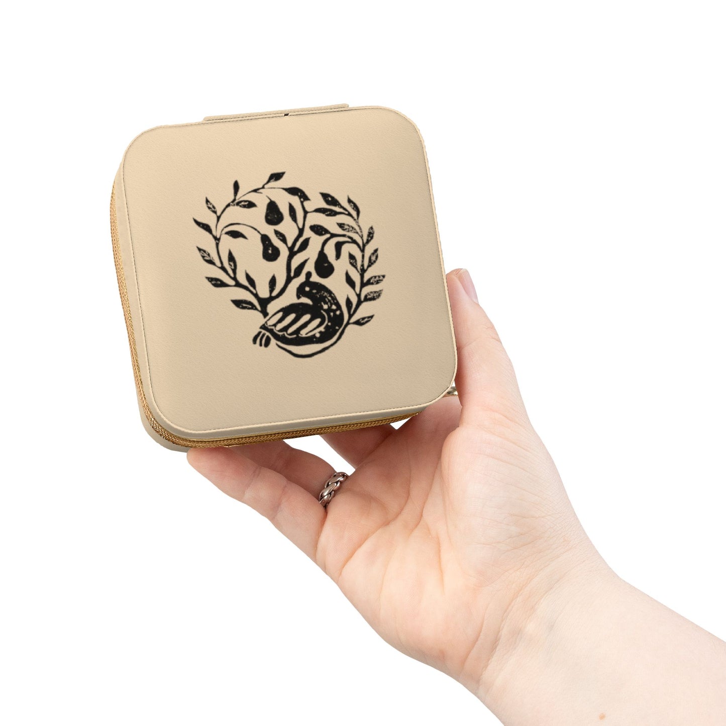 Compact Travel Jewelry Case — Portable Organizer with Ring Slots & Earring Compartments