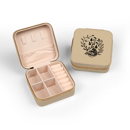 Compact Travel Jewelry Case — Portable Organizer with Ring Slots & Earring Compartments