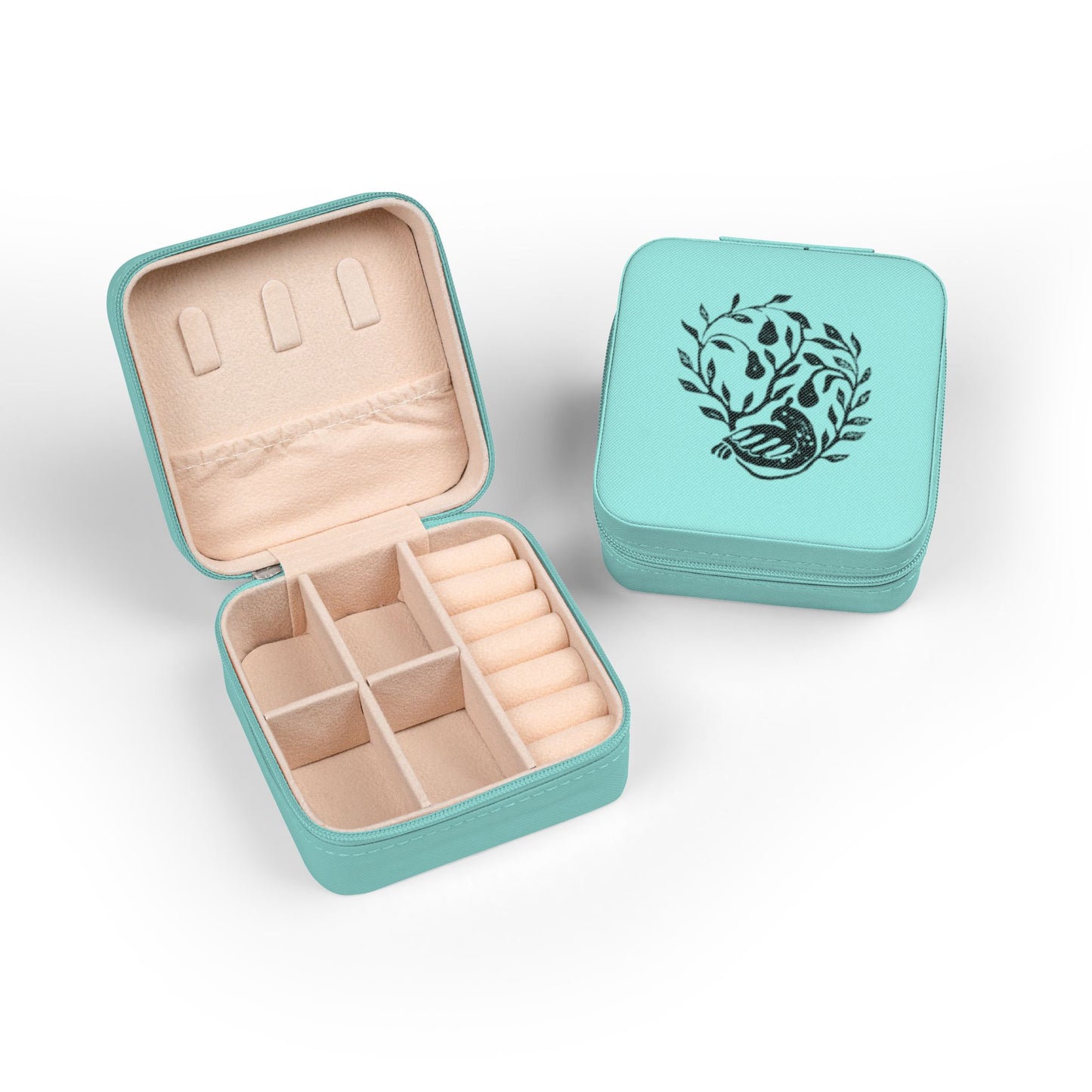 Compact Travel Jewelry Case — Portable Organizer with Ring Slots & Earring Compartments