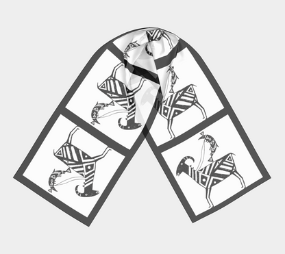 HW Fish Gallop Long Scarf/Black trim