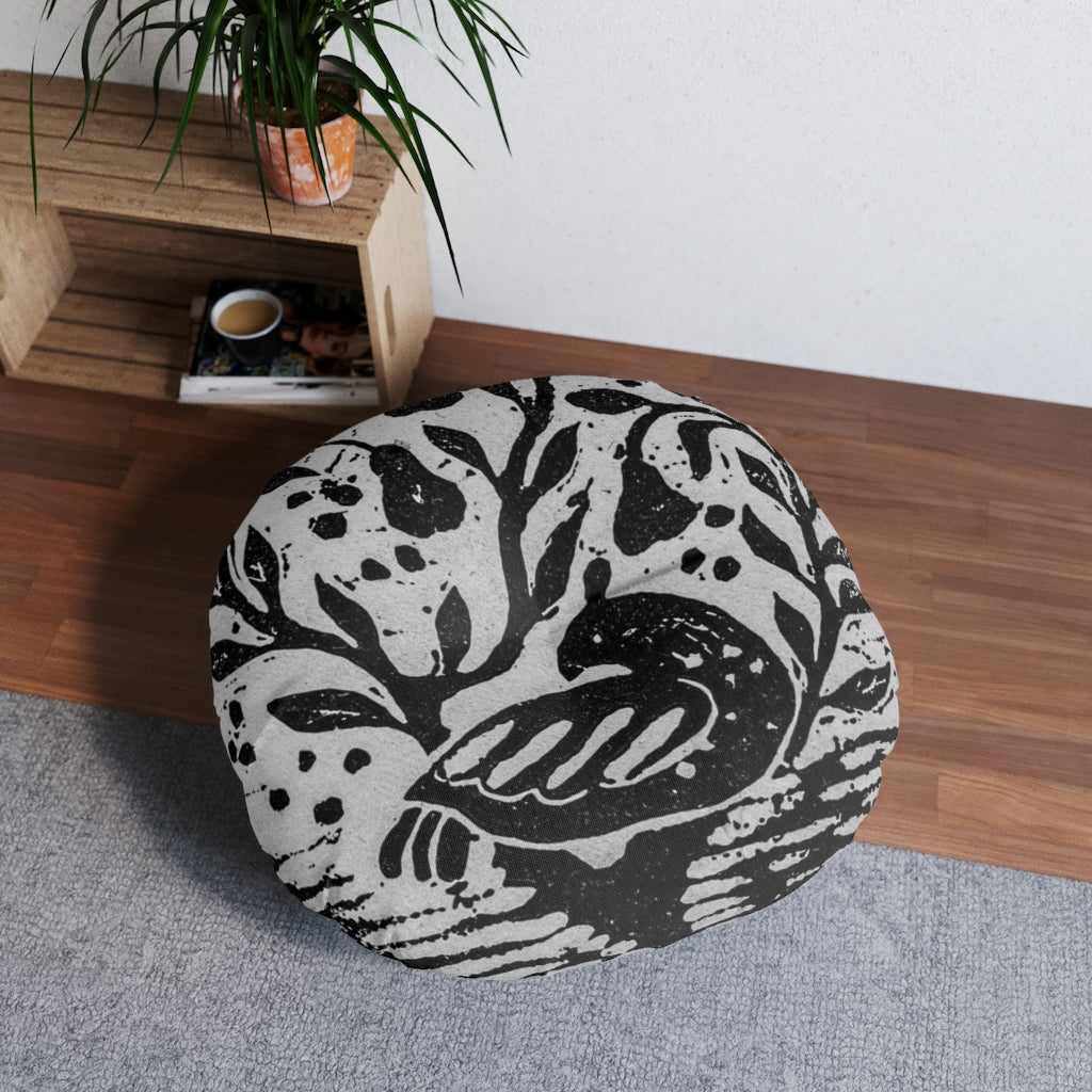 HW Partridge Tufted Floor Pillow, Round