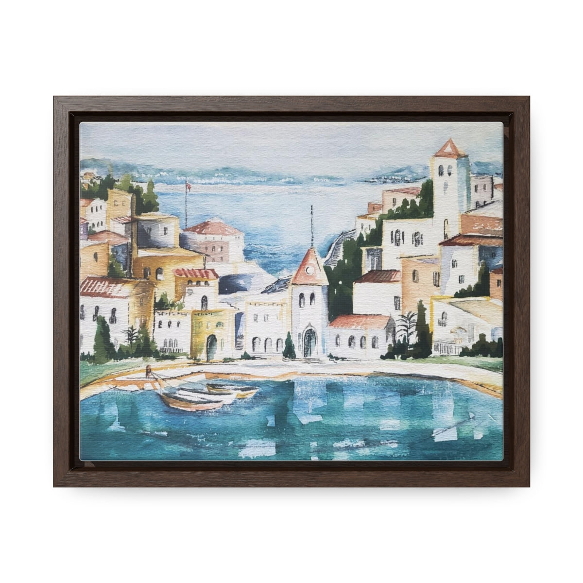 HW Watercolor City Gallery Canvas Wraps, Horizontal Frame