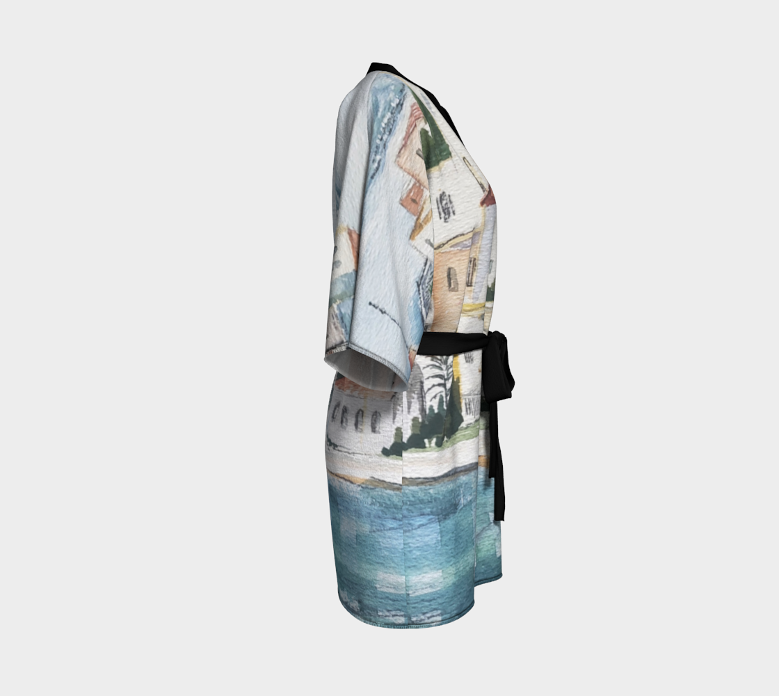 HW Watercolor City Kimono Robe