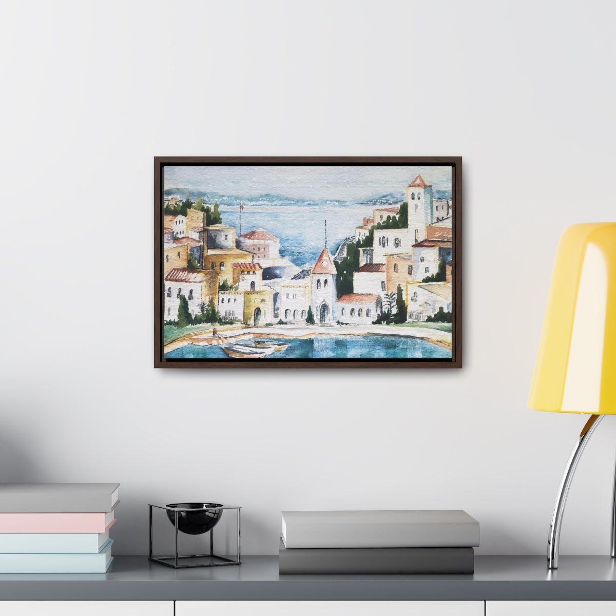 HW Watercolor City Gallery Canvas Wraps, Horizontal Frame