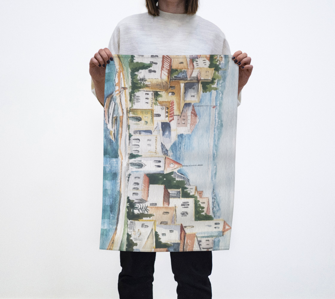 HW Watercolor City Tea Towel