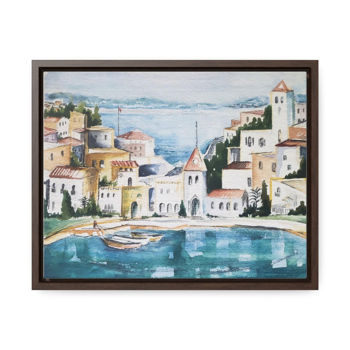 HW Watercolor City Gallery Canvas Wraps, Horizontal Frame