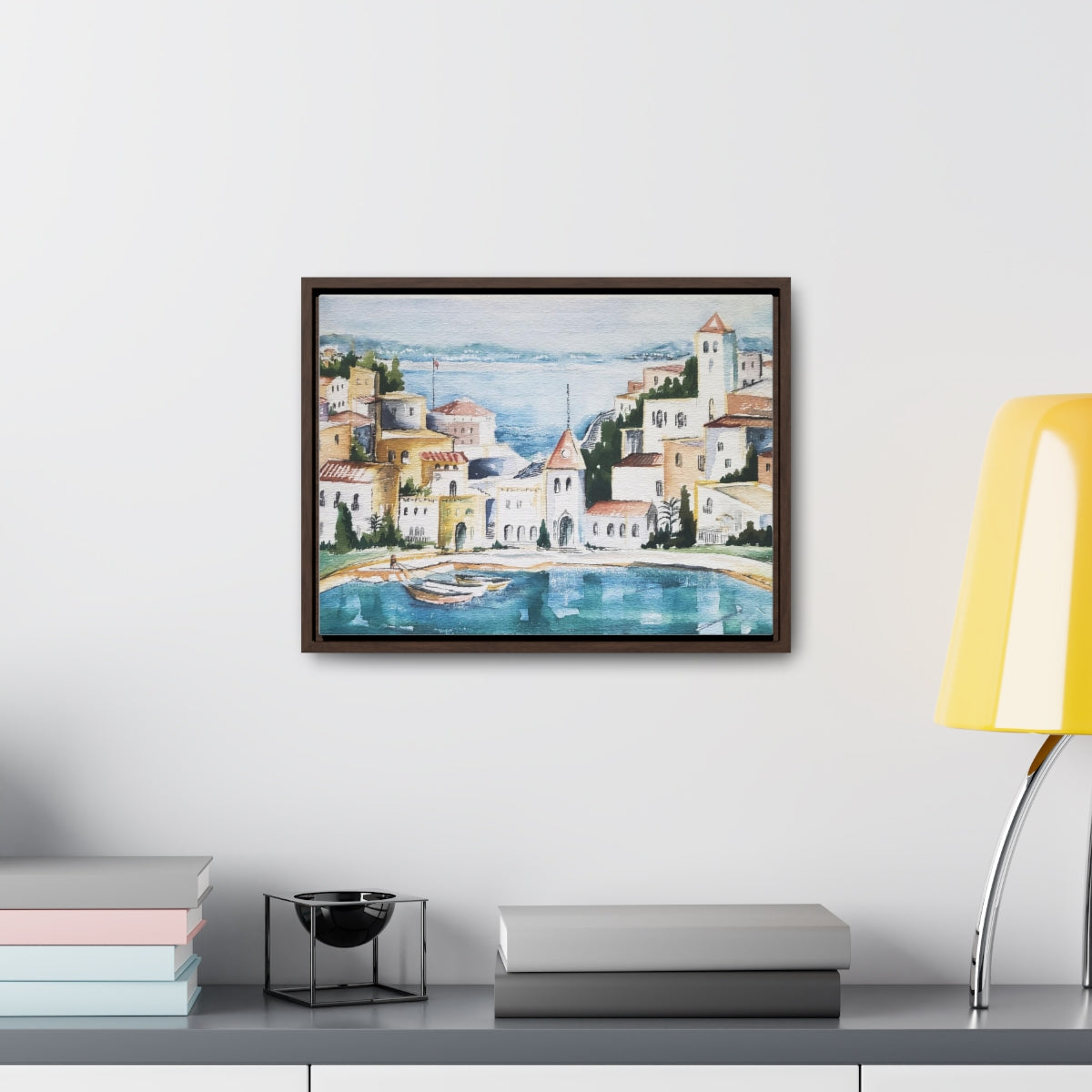 HW Watercolor City Gallery Canvas Wraps, Horizontal Frame