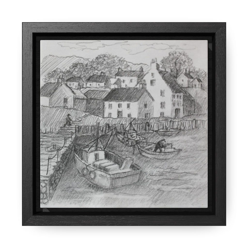 HW Fishing Vil Gallery Canvas Wraps, Square Frame