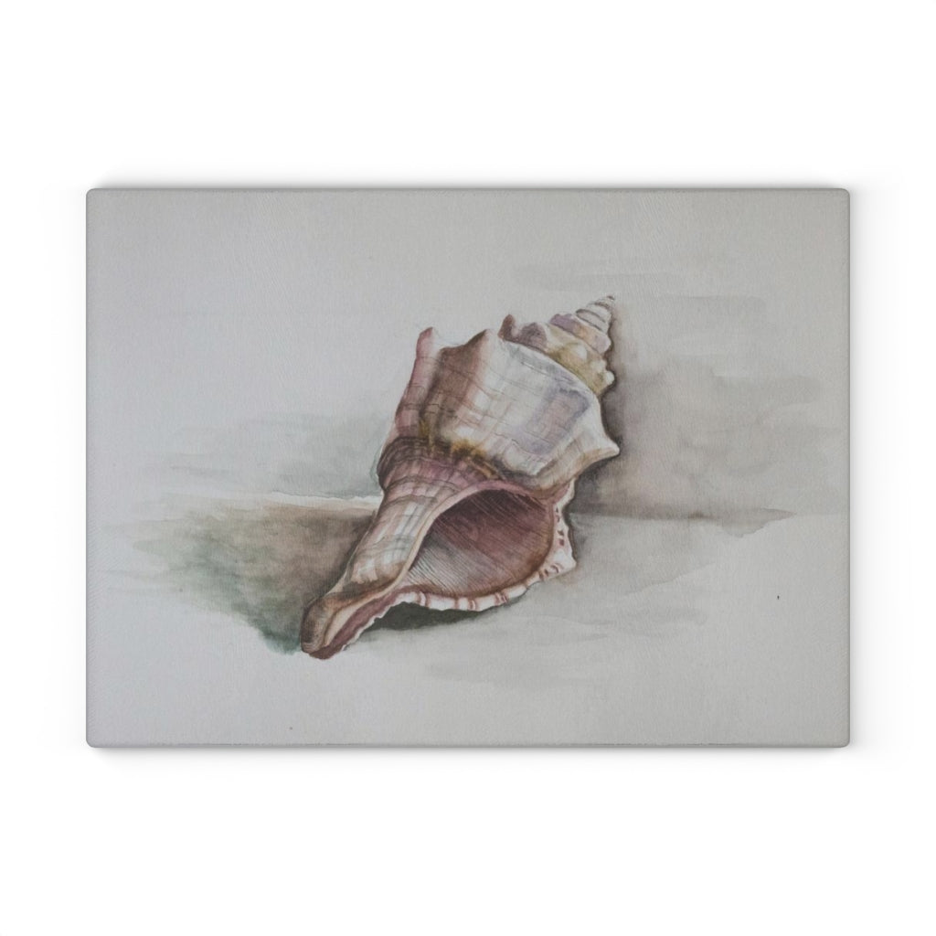 HW Watercolor Shell Glass Cutting Board