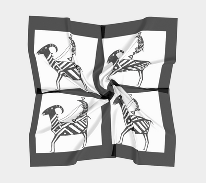 HW Fish Gallop Square Scarf/Black Trim