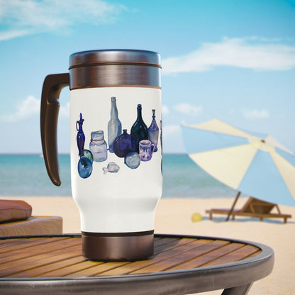 HW Blue Bottle Stainless Steel Travel Mug with Handle, 14oz