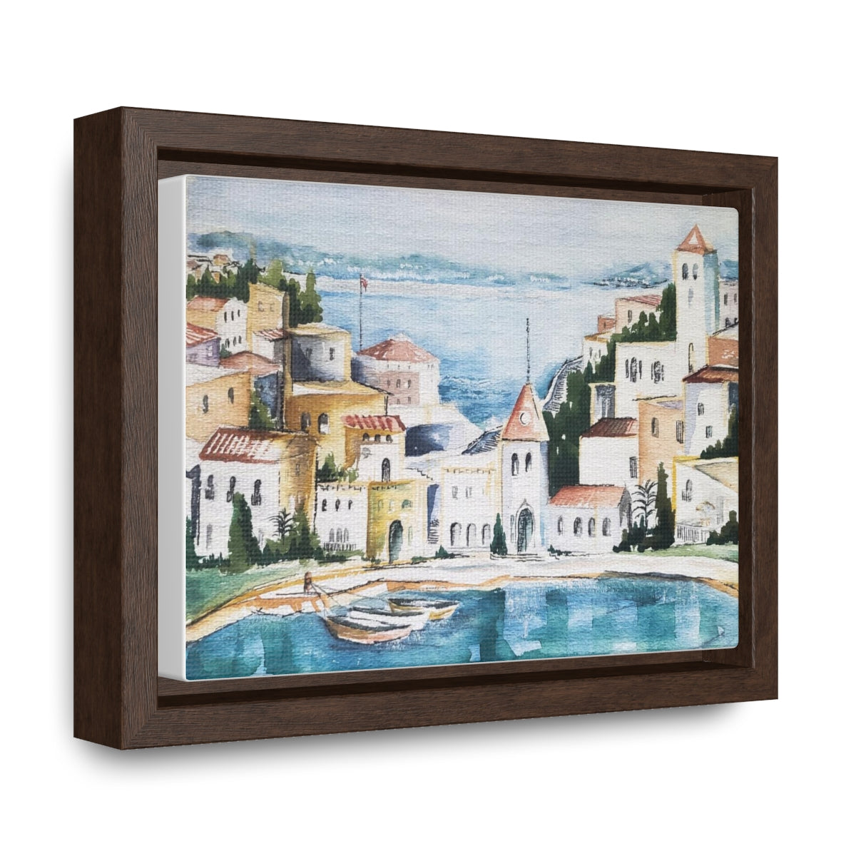 HW Watercolor City Gallery Canvas Wraps, Horizontal Frame