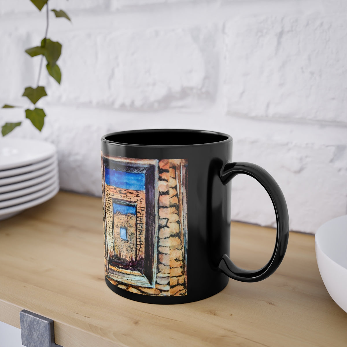 HW Window In Albuquerque Black Coffee Cup, 11oz