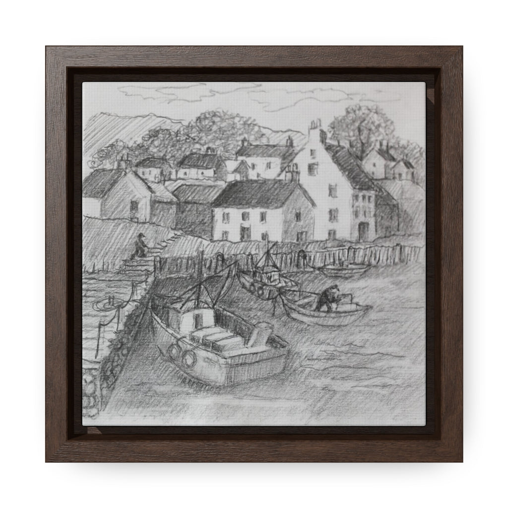 HW Fishing Vil Gallery Canvas Wraps, Square Frame