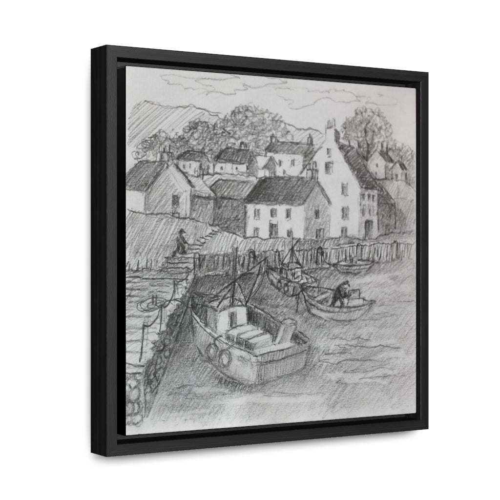 HW Fishing Vil Gallery Canvas Wraps, Square Frame