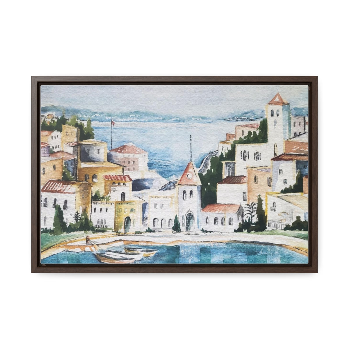 HW Watercolor City Gallery Canvas Wraps, Horizontal Frame