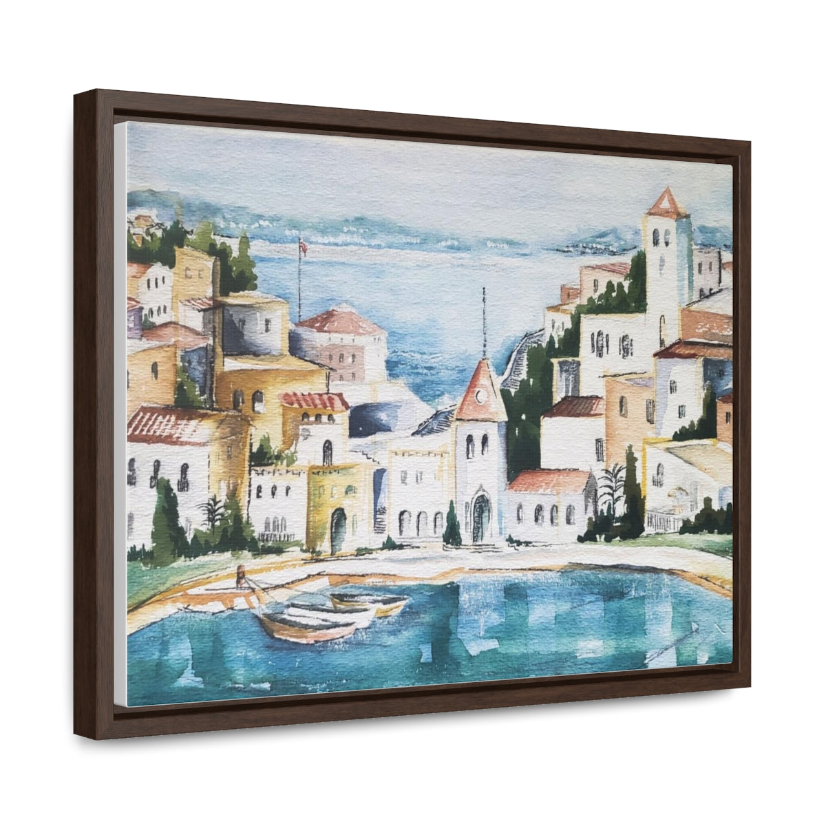 HW Watercolor City Gallery Canvas Wraps, Horizontal Frame