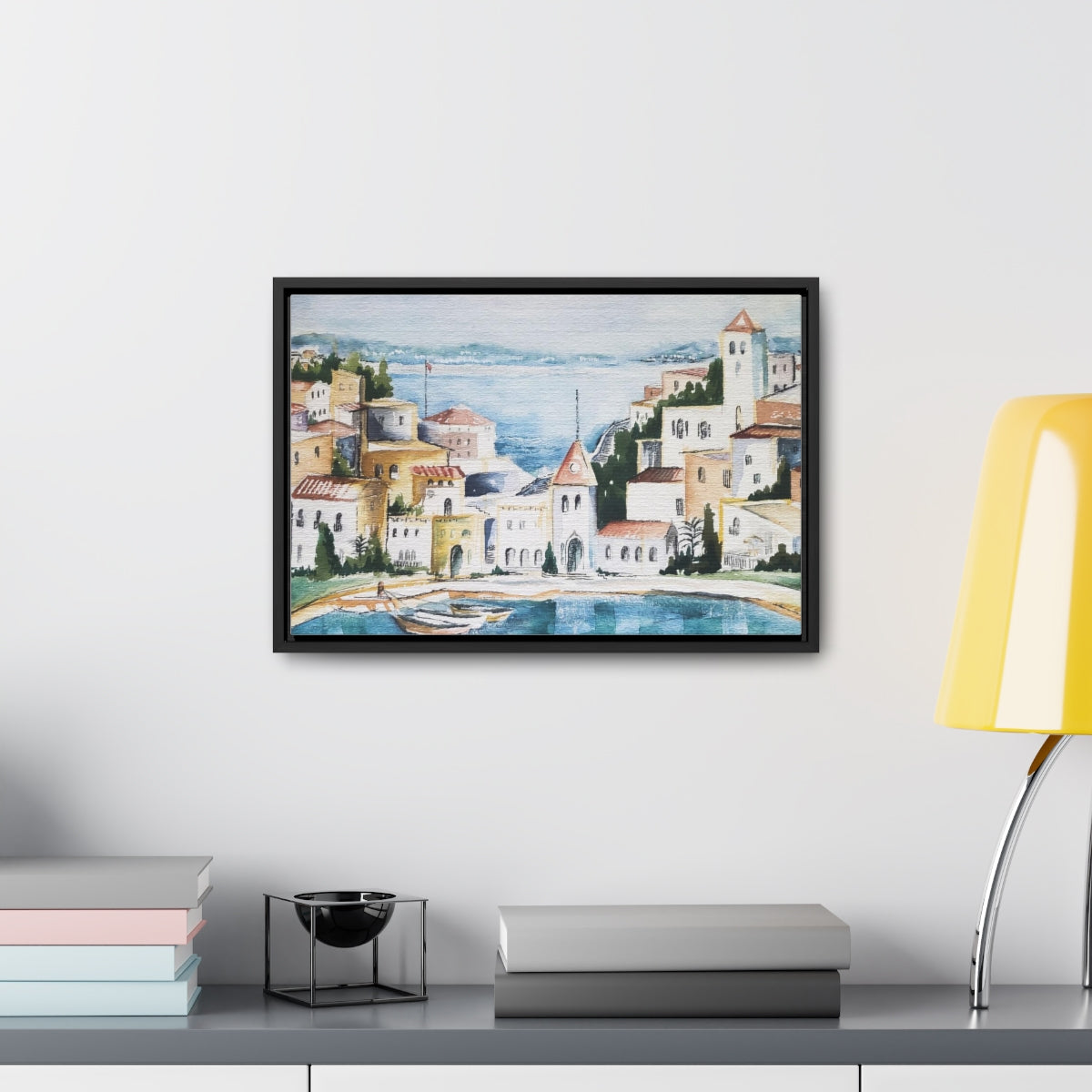 HW Watercolor City Gallery Canvas Wraps, Horizontal Frame