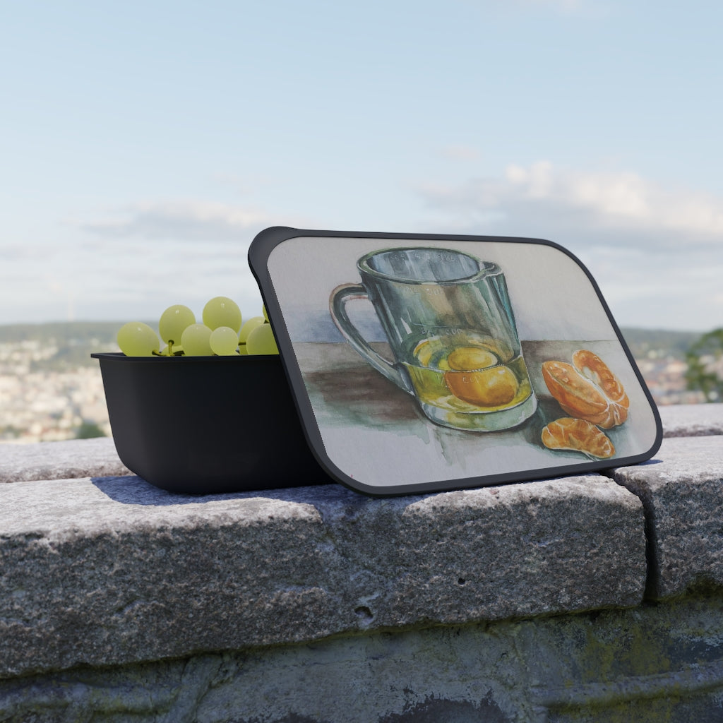 HW Citrus PLA Bento Box with Band and Utensils