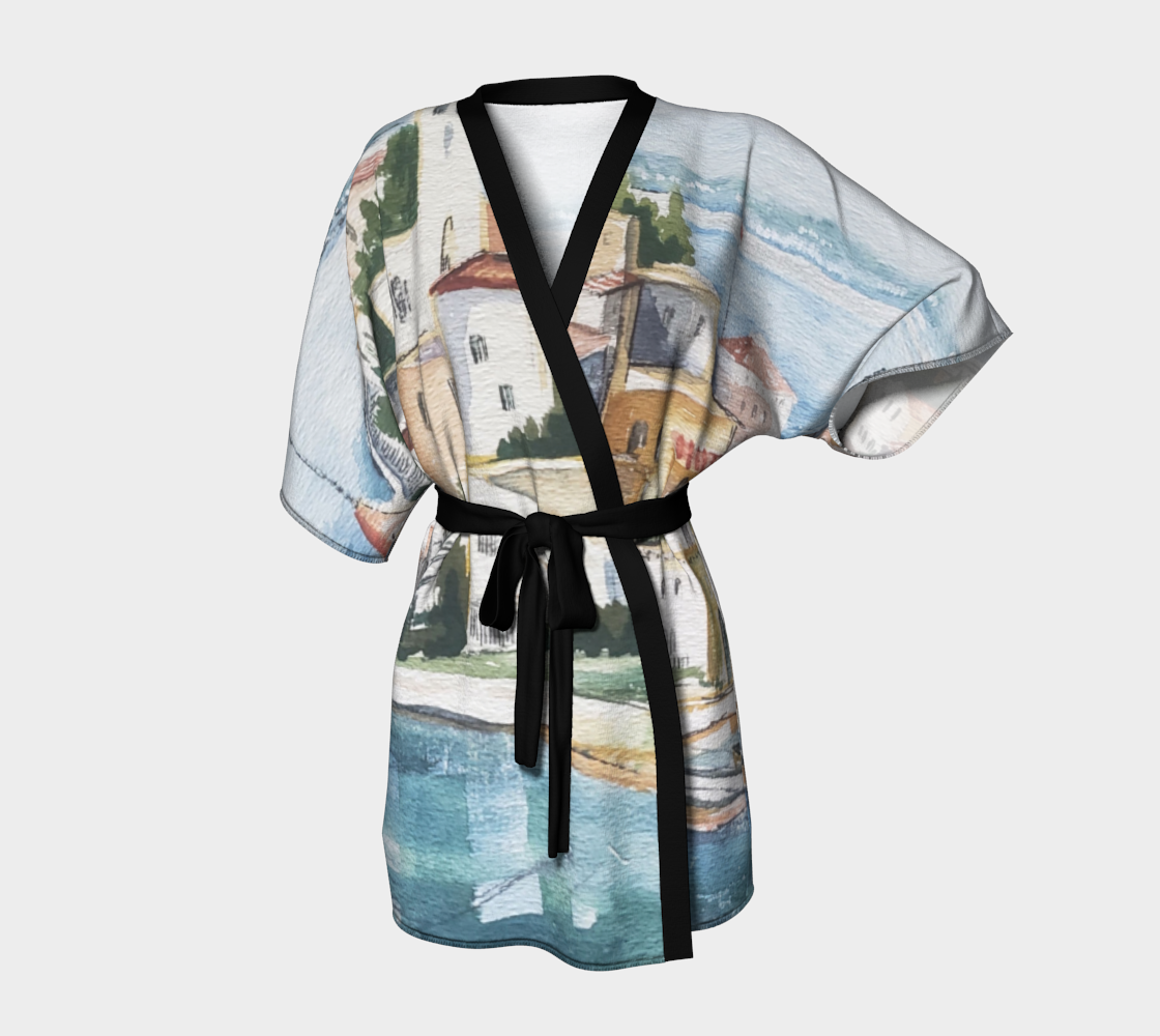 HW Watercolor City Kimono Robe