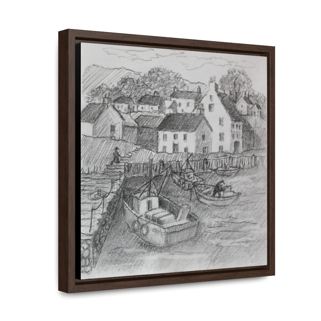 HW Fishing Vil Gallery Canvas Wraps, Square Frame