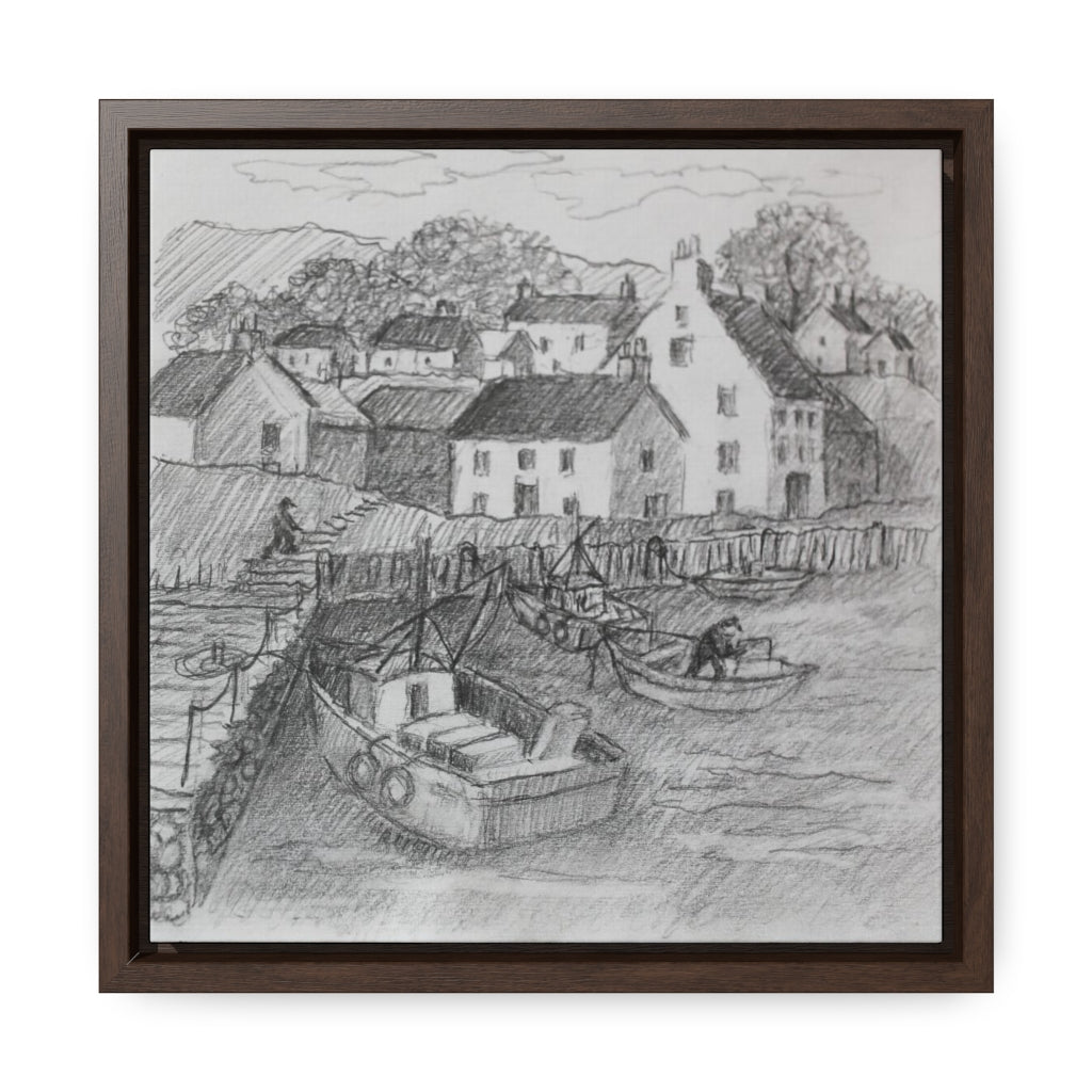 HW Fishing Vil Gallery Canvas Wraps, Square Frame