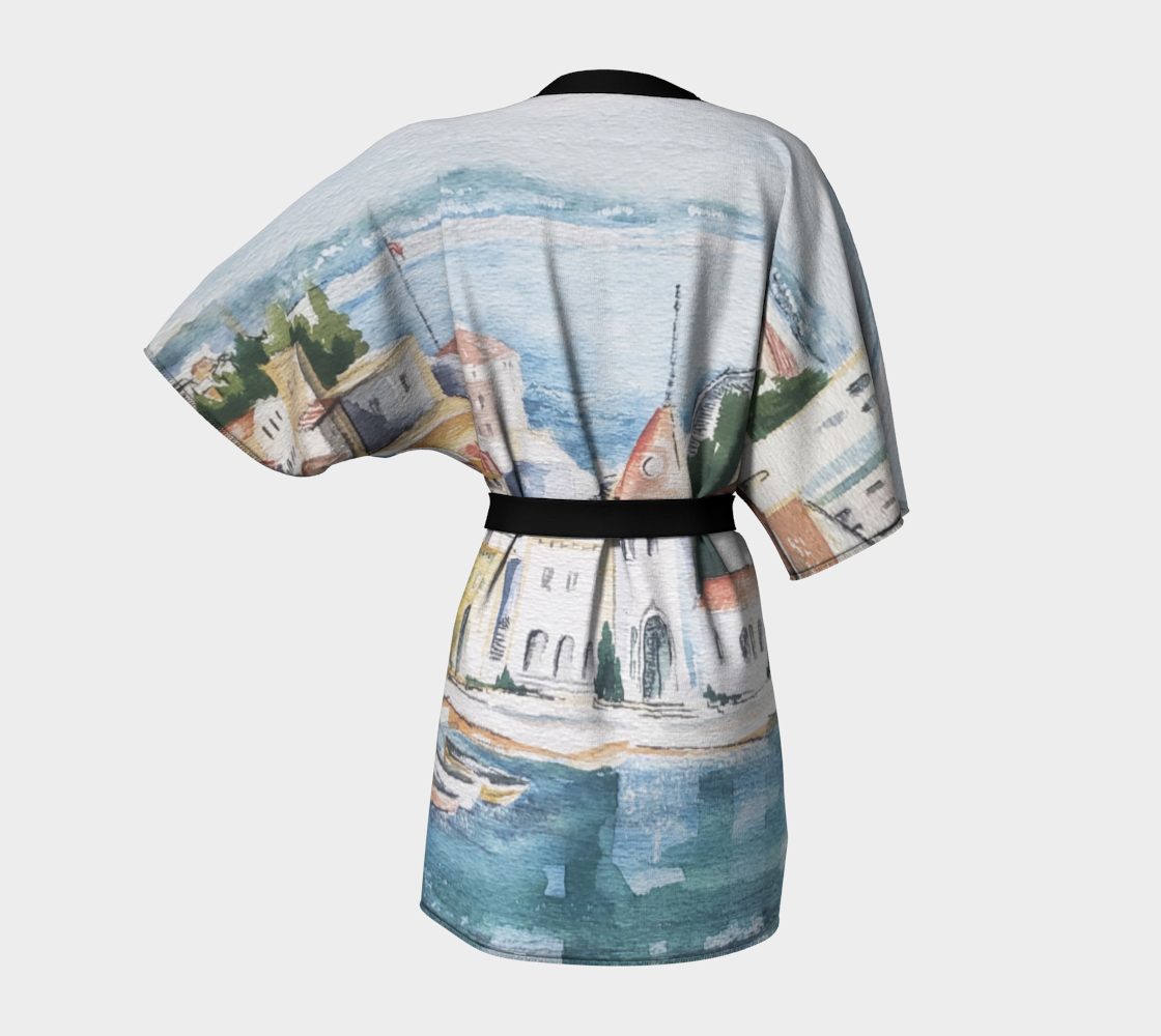 HW Watercolor City Kimono Robe