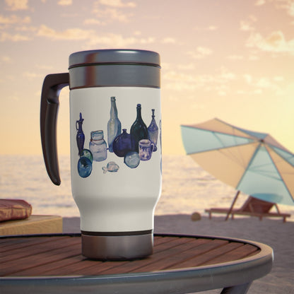 HW Blue Bottle Stainless Steel Travel Mug with Handle, 14oz