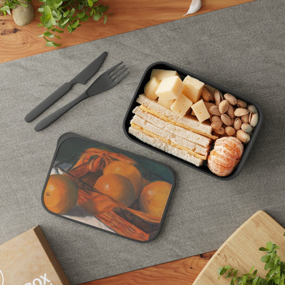 HW Orange Basket PLA Bento Box with Band and Utensils