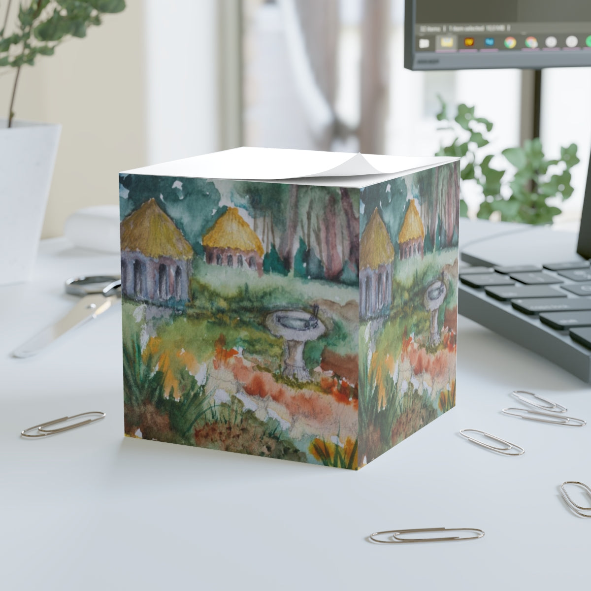 HW Birdbath Note Cube