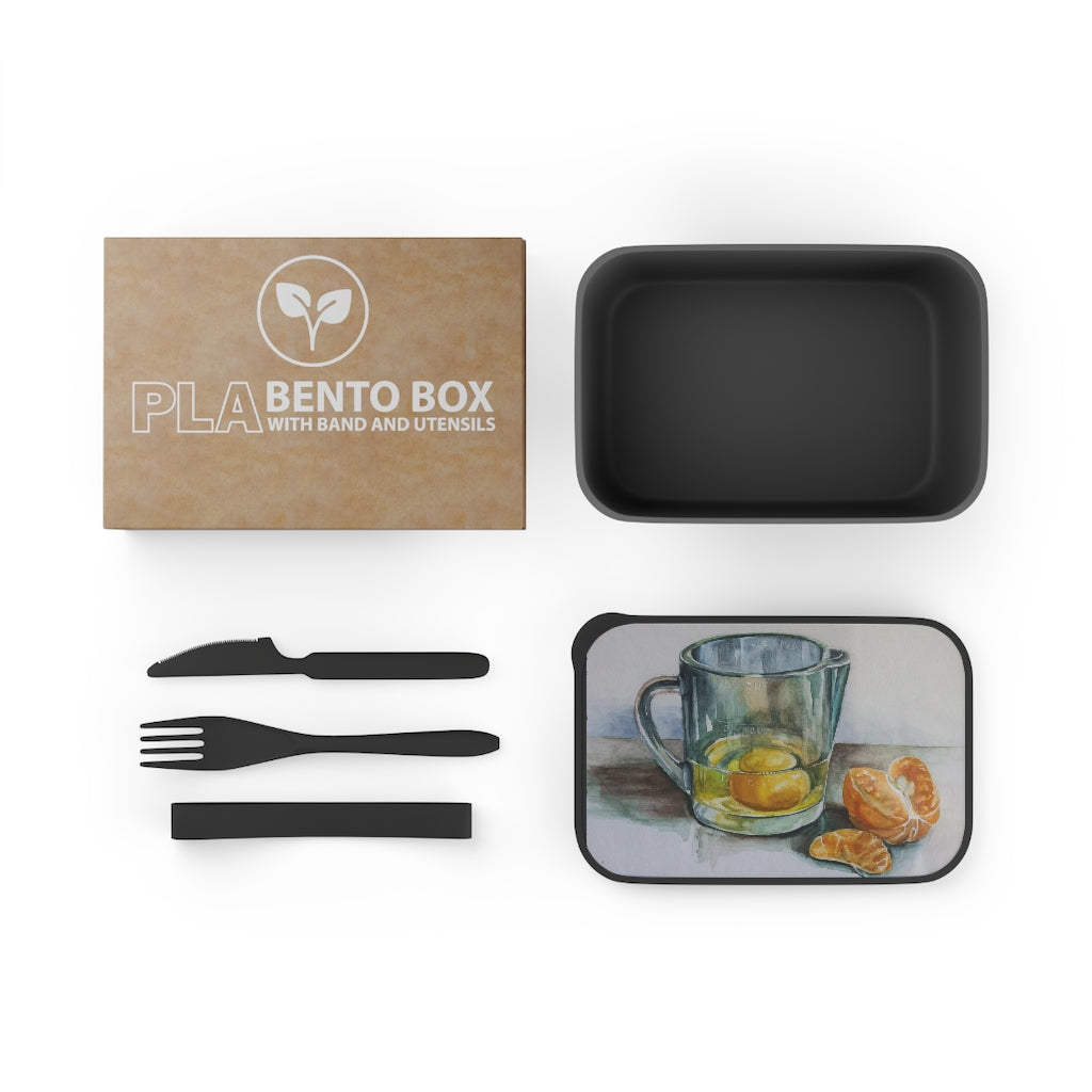 HW Citrus PLA Bento Box with Band and Utensils