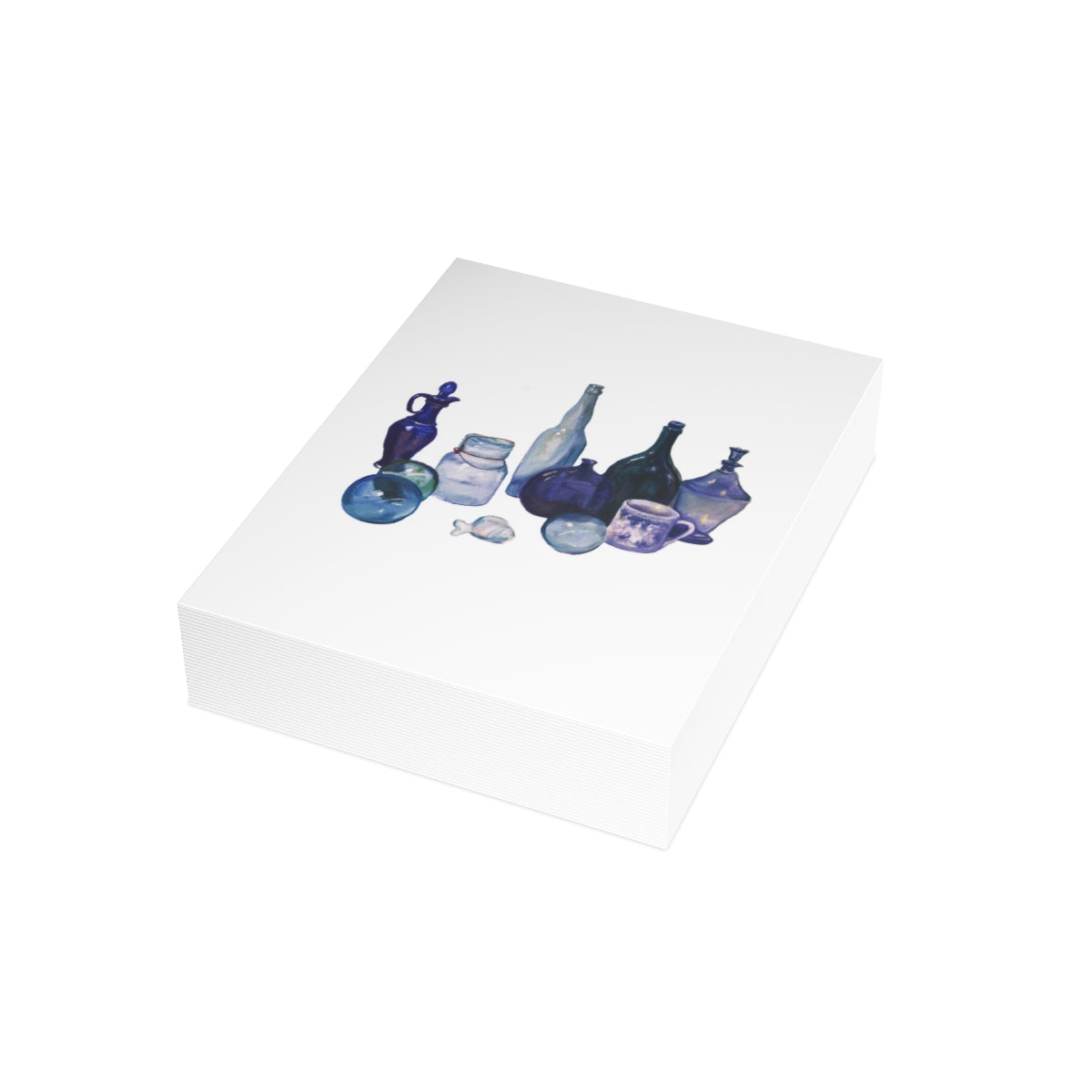 HW Blue Bottles Folded Greeting Cards (1, 10, 30, and 50pcs)