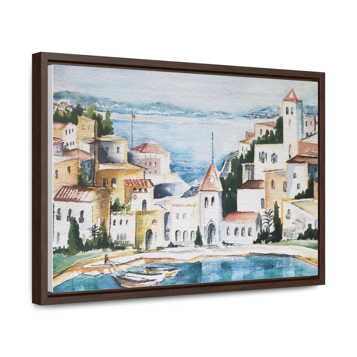 HW Watercolor City Gallery Canvas Wraps, Horizontal Frame