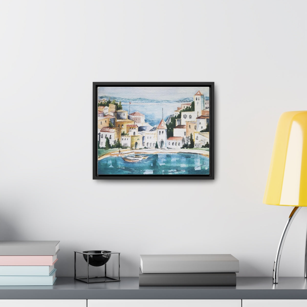 HW Watercolor City Gallery Canvas Wraps, Horizontal Frame