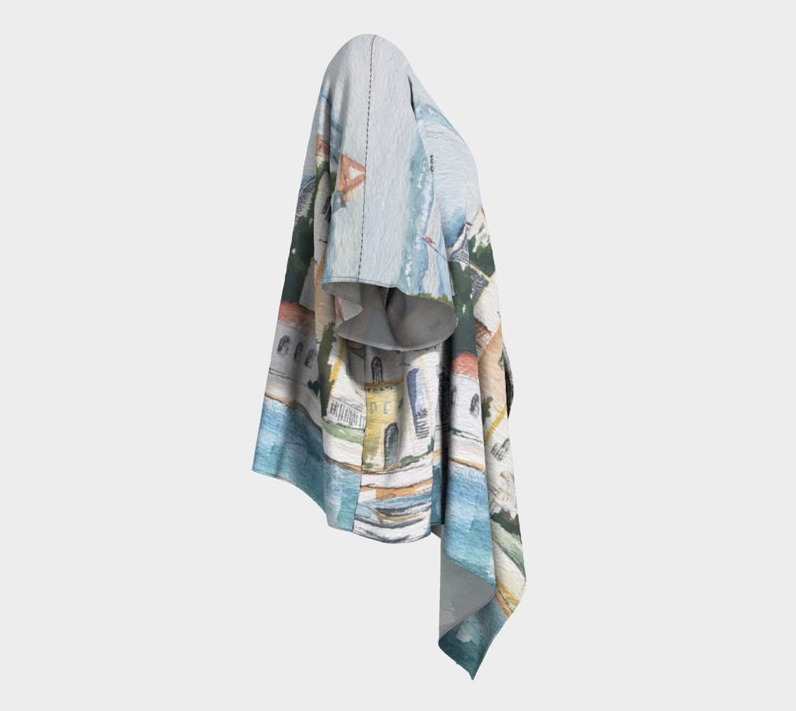 HW Watercolor City Draped Kimono