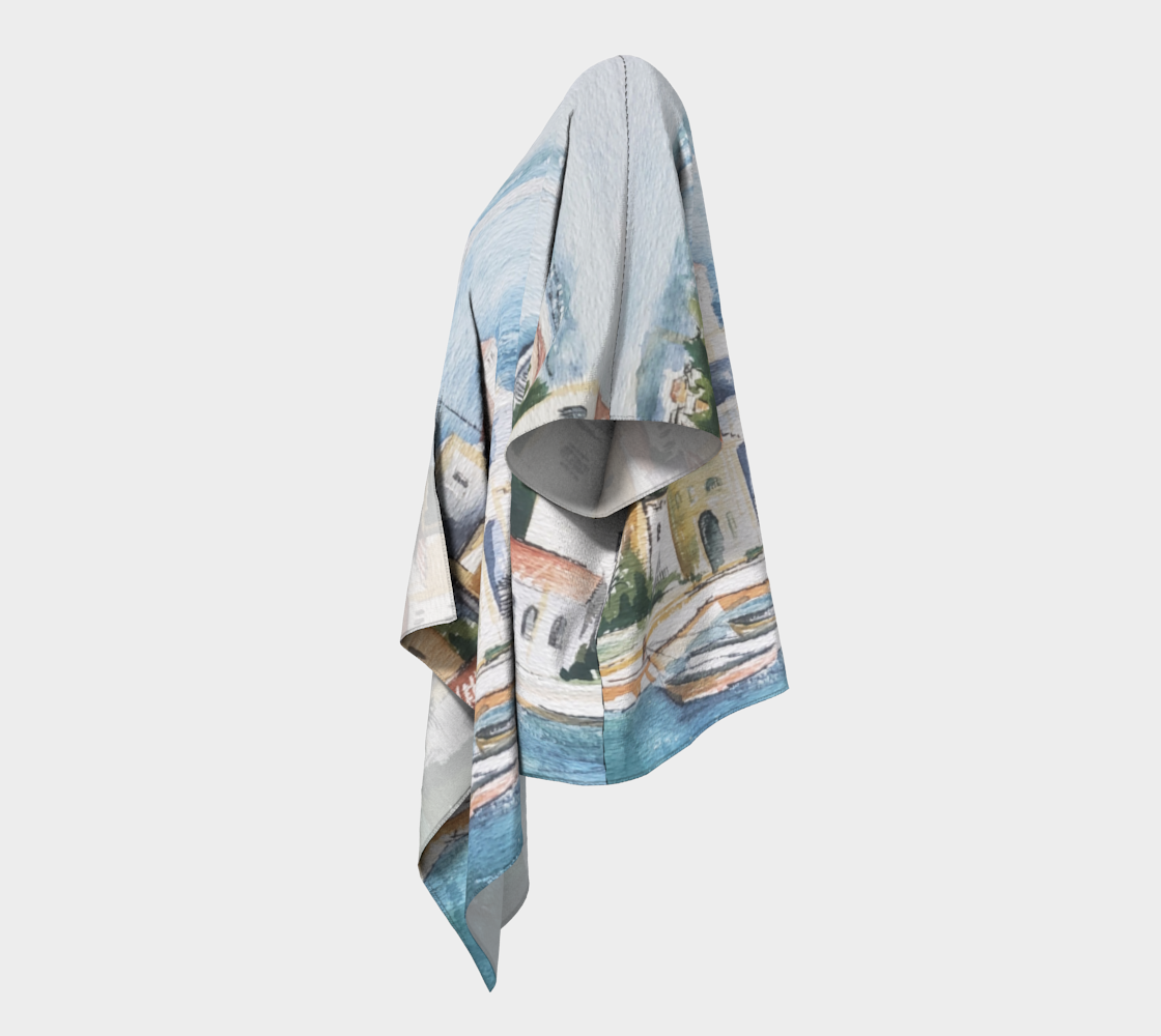 HW Watercolor City Draped Kimono