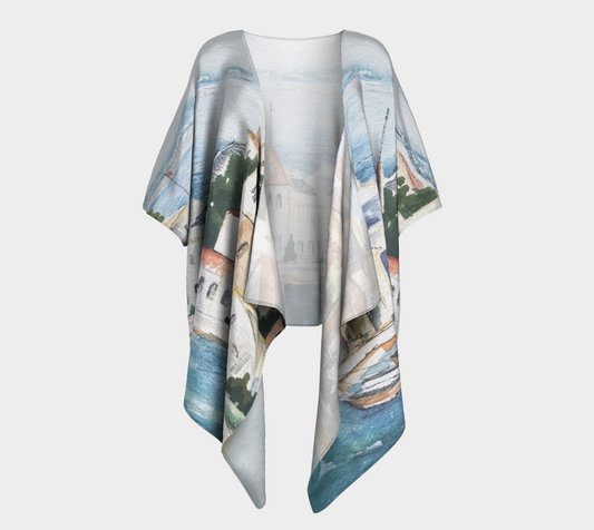 HW Watercolor City Draped Kimono