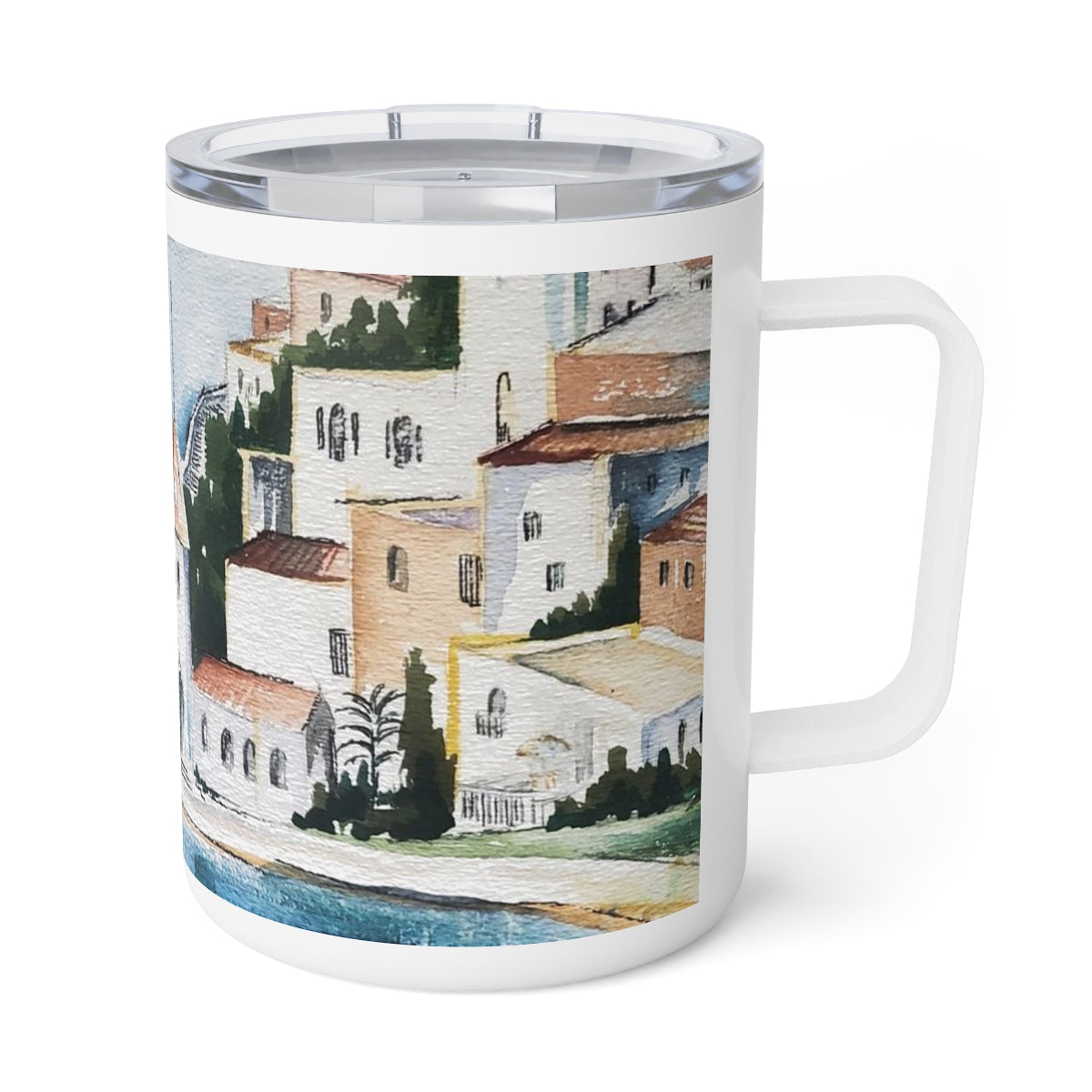 HW Watercolor City Insulated Coffee Mug, 10oz