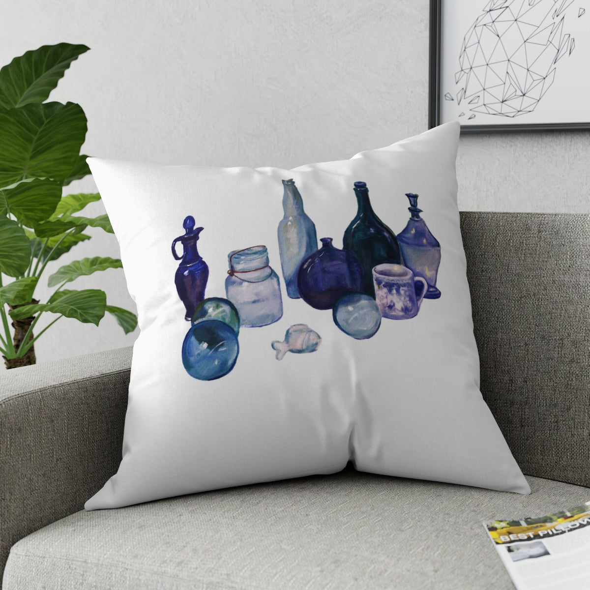 HW Blue Bottles Pillow