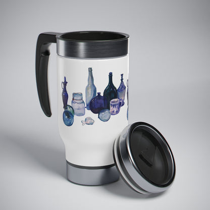 HW Blue Bottle Stainless Steel Travel Mug with Handle, 14oz