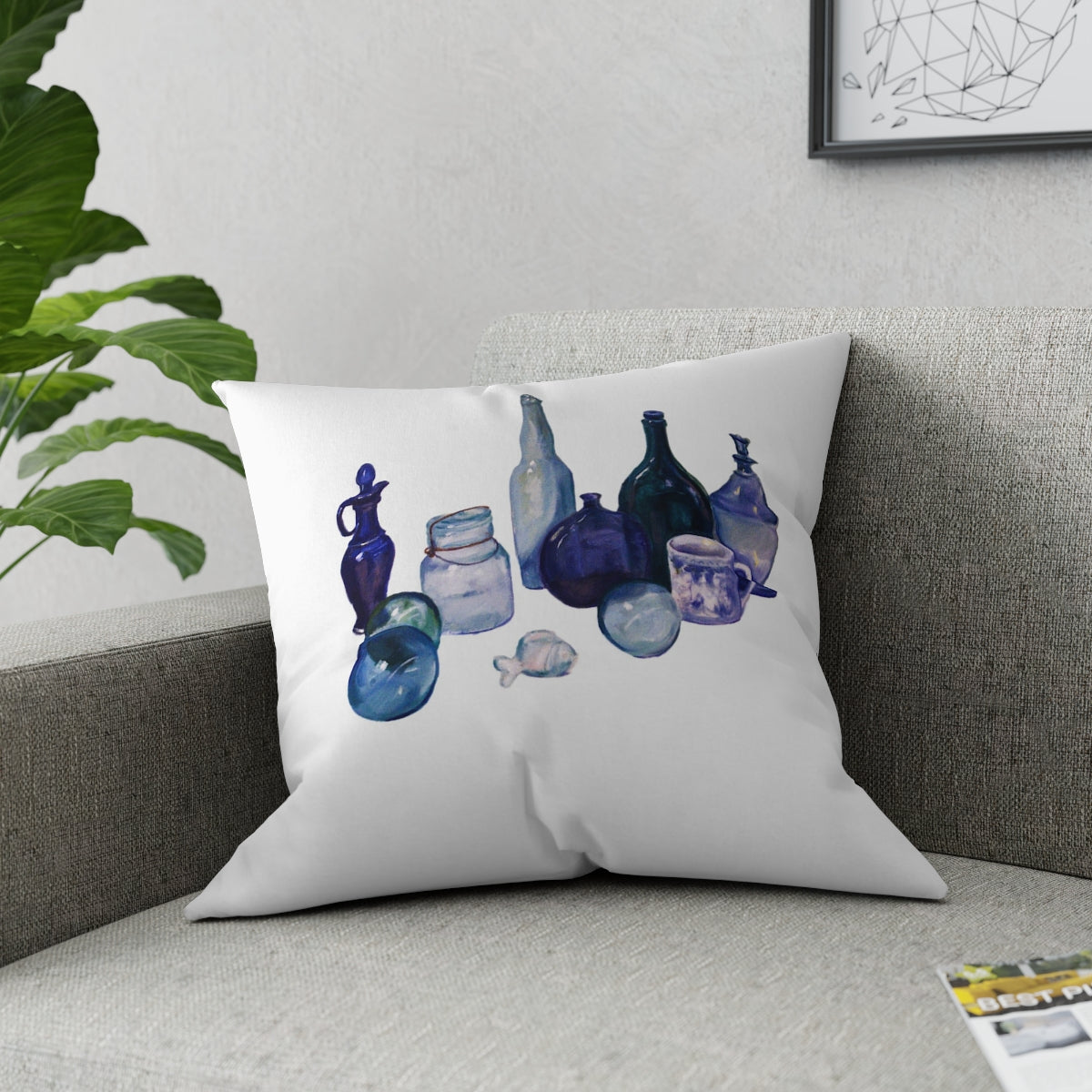 HW Blue Bottles Pillow