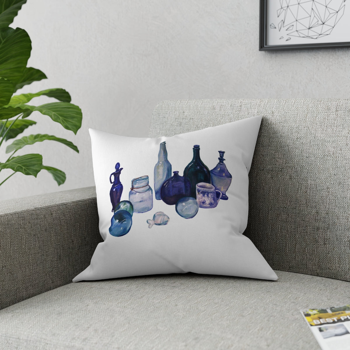 HW Blue Bottles Pillow